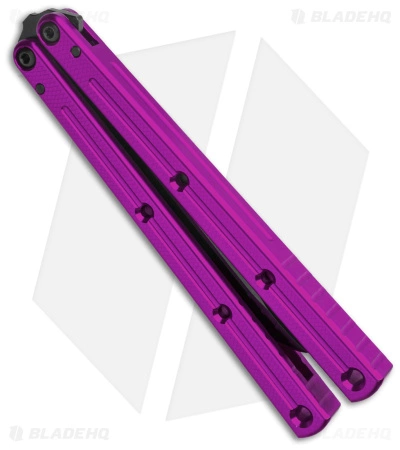Squid Industries Krake Raken Tanto V2.5 Balisong Knife Purple (4.5" Inked) - Image 2