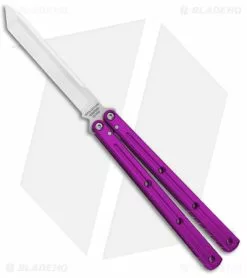 Squid Industries Krake Raken Tanto V2.5 Balisong Knife Purple (4.5" Satin)