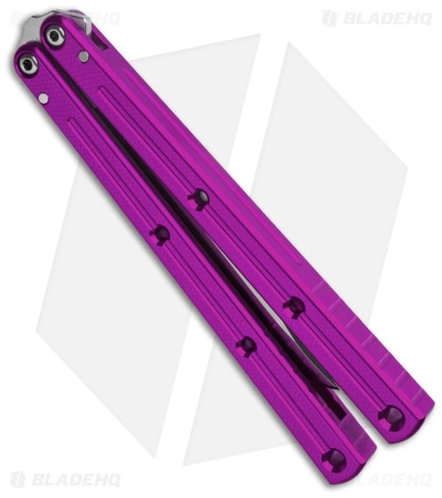 Squid Industries Krake Raken Tanto V2.5 Balisong Knife Purple (4.5" Satin) - Image 3