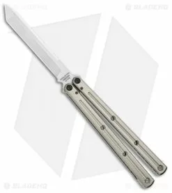 Squid Industries Krake Raken V2 Balisong Butterfly Knife Silver (4.5" Satin)