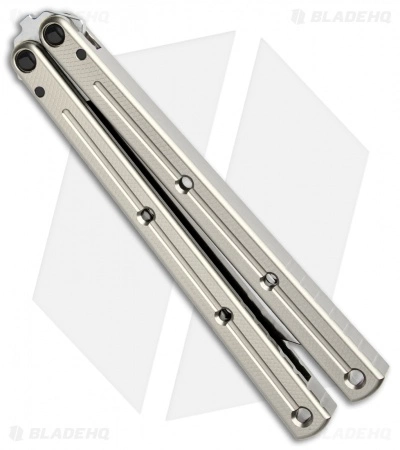 Squid Industries Krake Raken V2 Balisong Butterfly Knife Silver (4.5" Satin) - Image 3