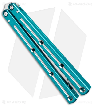 DoneSquid Industries Krake Raken V2.5 Bowie Balisong Knife Dual-Tone Teal (4.5") - Image 2
