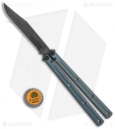 Squid Industries Krake Raken Bowie V2 Balisong Knife Matte Gunmetal (4.5" Acid) - Image 4