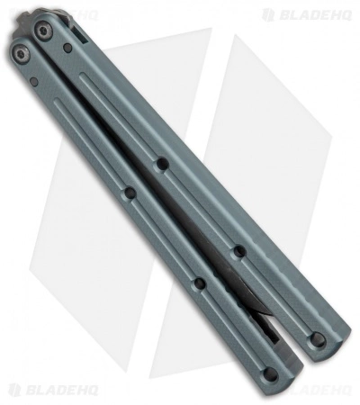 Squid Industries Krake Raken Bowie V2 Balisong Knife Matte Gunmetal (4.5" Acid) - Image 3