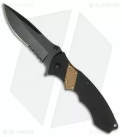 ABKT Tac Linerlock A/O Spring Assisted Knife (3.75" Black Serr) AB003
