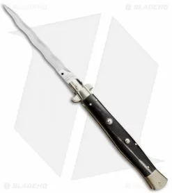 13" AGA Campolin Dark Horn Automatic Knife Italian Stiletto (Kriss Plain)