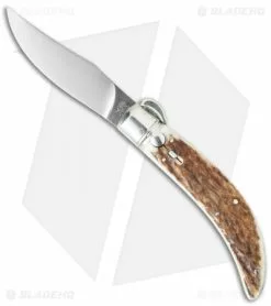 Lepre 9" Sicilian Picklock Automatic Knife Stag Horn (3.7" Satin)
