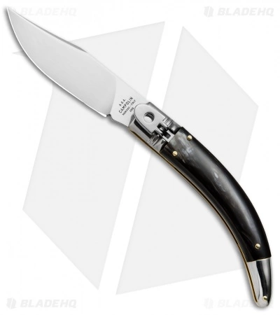 AGA Campolin Diana Lever Lock Automatic Knife Dark Horn (3.75" Satin)