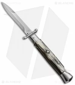 AKC Swinguard 9" Automatic Italian Stiletto Brazilian Horn (4" Satin Bayonet)