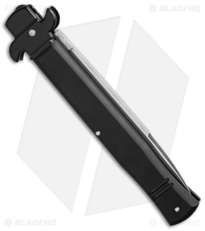 AKC Leverletto 9" Lever Lock Automatic Italian Knife Black (4" Satin Flat) - Image 2