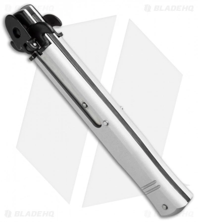 AKC Leverletto 9" Lever Lock Automatic Italian Knife Silver (4" Satin Flat) - Image 3