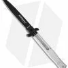AKC Leverletto 9" Lever Lock Automatic Italian Knife Silver (4" Black Flat)
