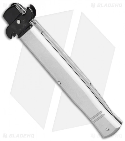 AKC Leverletto 9" Lever Lock Automatic Italian Knife Silver (4" Satin Flat) - Image 2