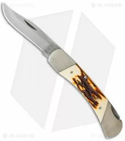 Bear & Son Lock Back Knife Stag Delrin (2.75" Satin) SD05