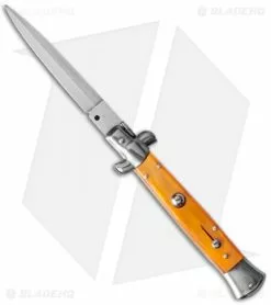 SKM 9" Italian Stiletto Automatic Knife Orange Pearlex (4" Satin Dagger)