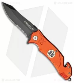 Boker EMS Rescue Spring Assisted Knife Orange (3.375" Black Serr) 01LL472