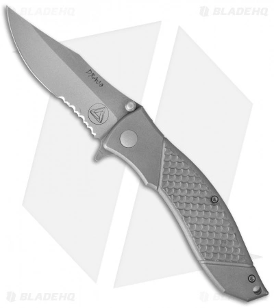 Combative Edge Draco D1 Spring Assisted Knife Gray (3.5" Bead Blast Serr)