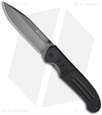 CRKT Ignitor T Spring Assisted Knife W/ Black G10 (3.38" Gray Plain) 6860