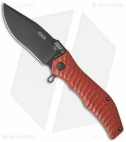 HTM Knives HTM Darrel Ralph Gun Hammer Bowie Spring Assisted Knife Red (3.5" Black)