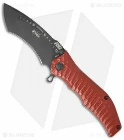 HTM Knives HTM Darrel Ralph Gun Hammer Radian Spring Assisted Knife Red (3.5" Black)