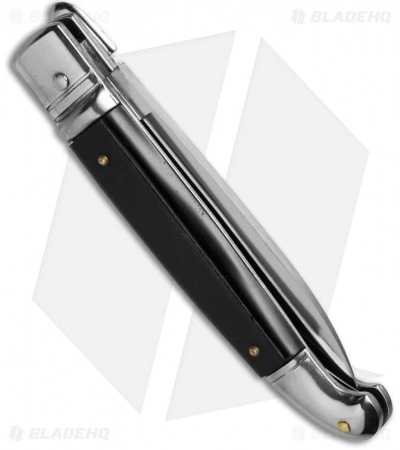 SKM 8" Fancy Lever Lock Automatic Knife Black Pearlex (3.2" Satin Flat) - Image 2