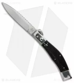 Lepre 10" Picklock Automatic Knife Ebony Wood W/ Filework (4.2" Satin)