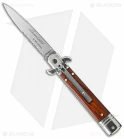 AKC Leverletto 7.75" Lever Lock Auto Italian Knife Cocobolo (3.2" Satin Serr)