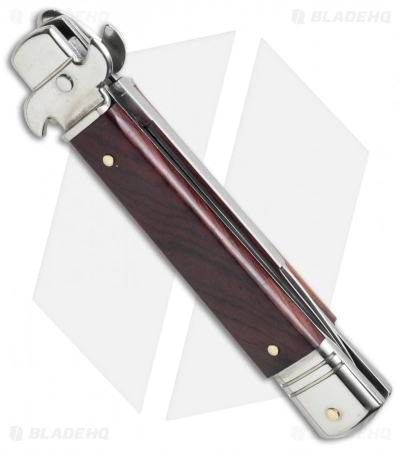 AKC Leverletto 7.75" Lever Lock Auto Italian Knife Cocobolo (3.2" Satin Serr) - Image 2