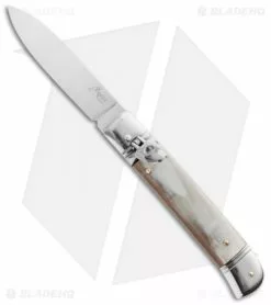 AKC Classic 8" Lever Lock Automatic Italian Knife Honey Horn (3.2" Polish Flat)
