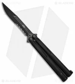 Microtech Tachyon III Balisong Butterfly Knife (4.5" Black Serr) 173-2