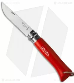 Opinel Knives No. 8 Folding Knife Red Beechwood + Sheath (3.25" Satin)