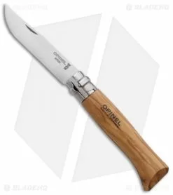 Opinel Knives No. 8 Stainless Steel Knife Olivewood (3.25" Satin) #8 SS