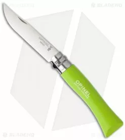 Opinel Knives No. 7 Stainless Steel Knife Green Beech Wood (3.06" Satin) #7 SS