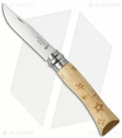 Opinel No. 7 Nature "Stars" Stainless Steel Knife Beech Wood (3" Satin)