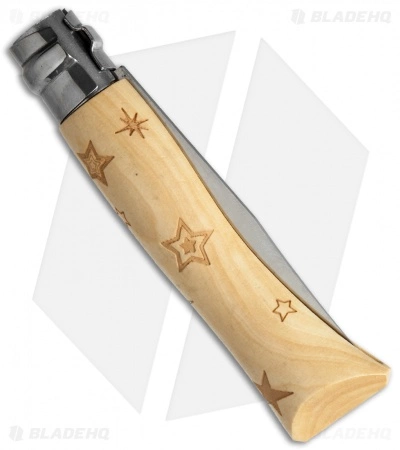 Opinel No. 7 Nature "Stars" Stainless Steel Knife Beech Wood (3" Satin) - Image 2