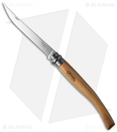 Opinel No 12 Slim Stainless Steel Folding Knife Olive Wood (4.875" Satin) #12
