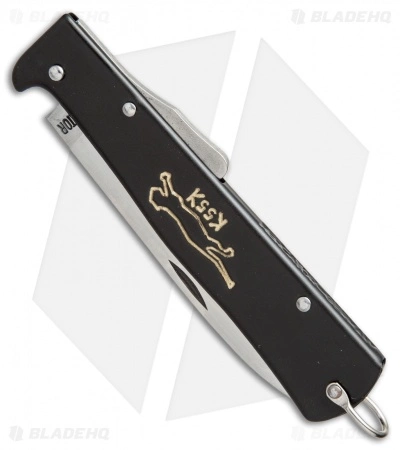 Otter Mercator Cat Lockback Folding Knife Black Stainless Steel (3.5" Satin) SS - Image 2