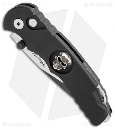 Pro-Tech Lerch TR-5 Skull Custom Spring Assisted Knife Black (3.25" Black) SA.61 - Image 2