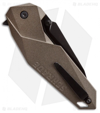 Schrade Clip Point Spring Assisted Knife Brown (3.375" Black Plain) SCHA5BR - Image 2