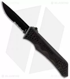 Schrade Drop Point OTF Spring Assisted Knife (3.5" Black Serr) SCHOTF7BS