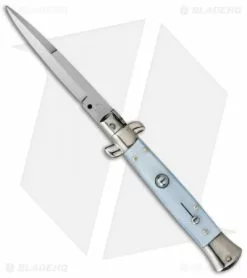 SKM AB 9" Italian Stiletto Automatic Knife Light Blue Pearlex (4" Satin Bayo)