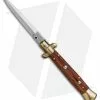 SKM AB 9" Italian Stiletto Automatic Knife Brass/Bocote Wood (4" Satin Dagger)