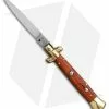 SKM AB 9" Italian Stiletto Automatic Knife Brass/Rosewood (4" Satin Flat)