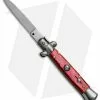 SKM 8" Italian Stiletto Automatic Knife Red Pearlex (3.3" Satin Flat)