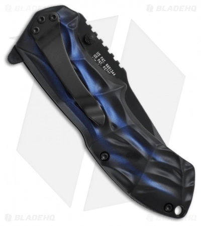 Smith & Wesson Knives Black Ops Smoked Blue Tanto Knife (3.35" Serr) SWBLOP3TBLS - Image 2