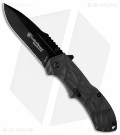Smith & Wesson Black Ops SWBLOP3 Gray Spring Assisted Knife (3.35" Black Plain)
