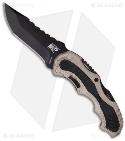 Smith & Wesson MAGIC Spring Assisted Knife Champagne (3.4" Black Plain) SWMP6CN