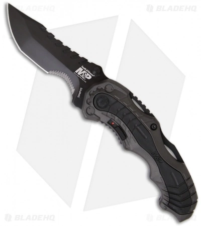 Smith & Wesson Grey MAGIC Spring Assisted Knife (3.4" Black Serr) SWMP6S