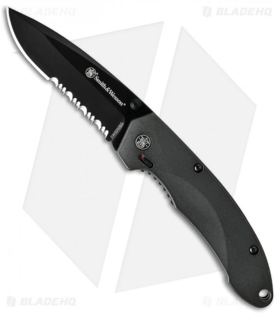 Smith & Wesson SWAT Spring Assisted Knife Gray (3.25" Black Serr) SW6000BS