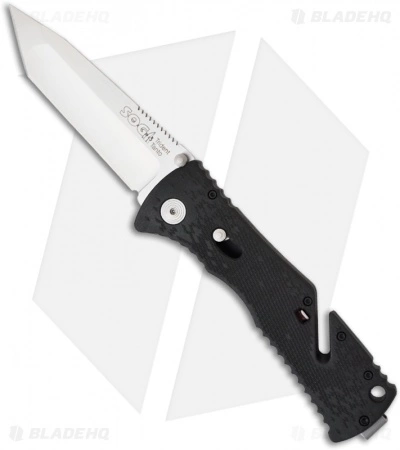 SOG Trident Large Tanto Assisted Opening Knife Black (3.75" Satin) TF-6